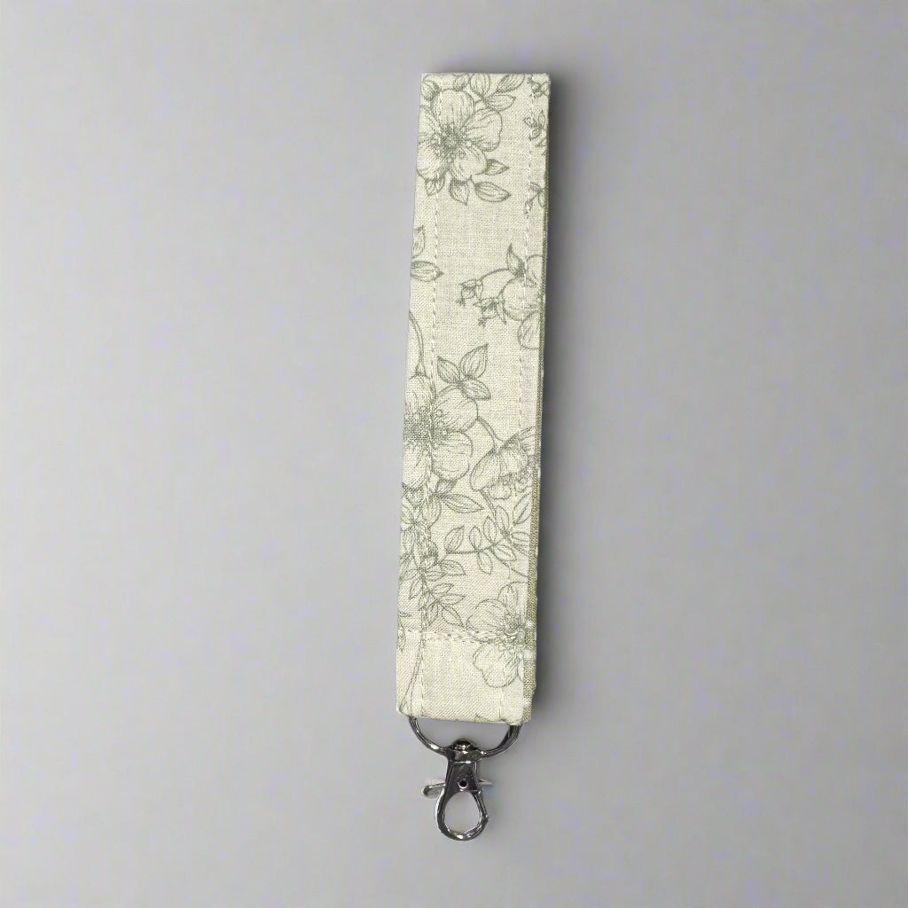 Vintage Green Floral Wristlet Keychain
