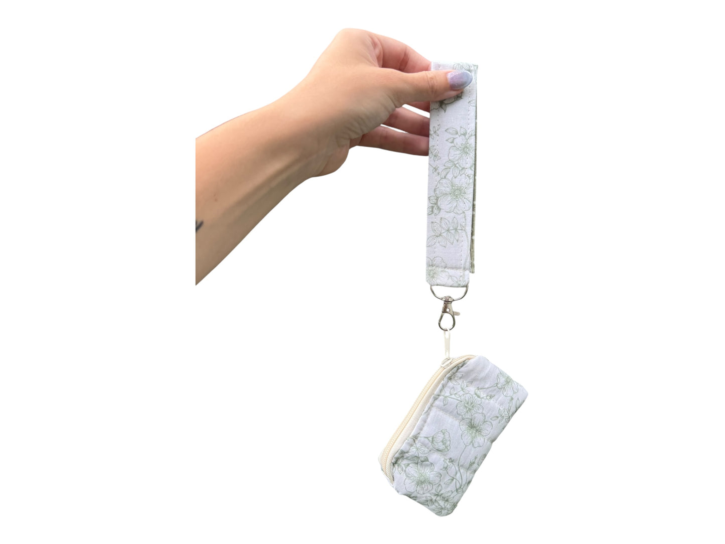 The Vintage Green Floral Keychain Wallet Coin Purse Card Holder