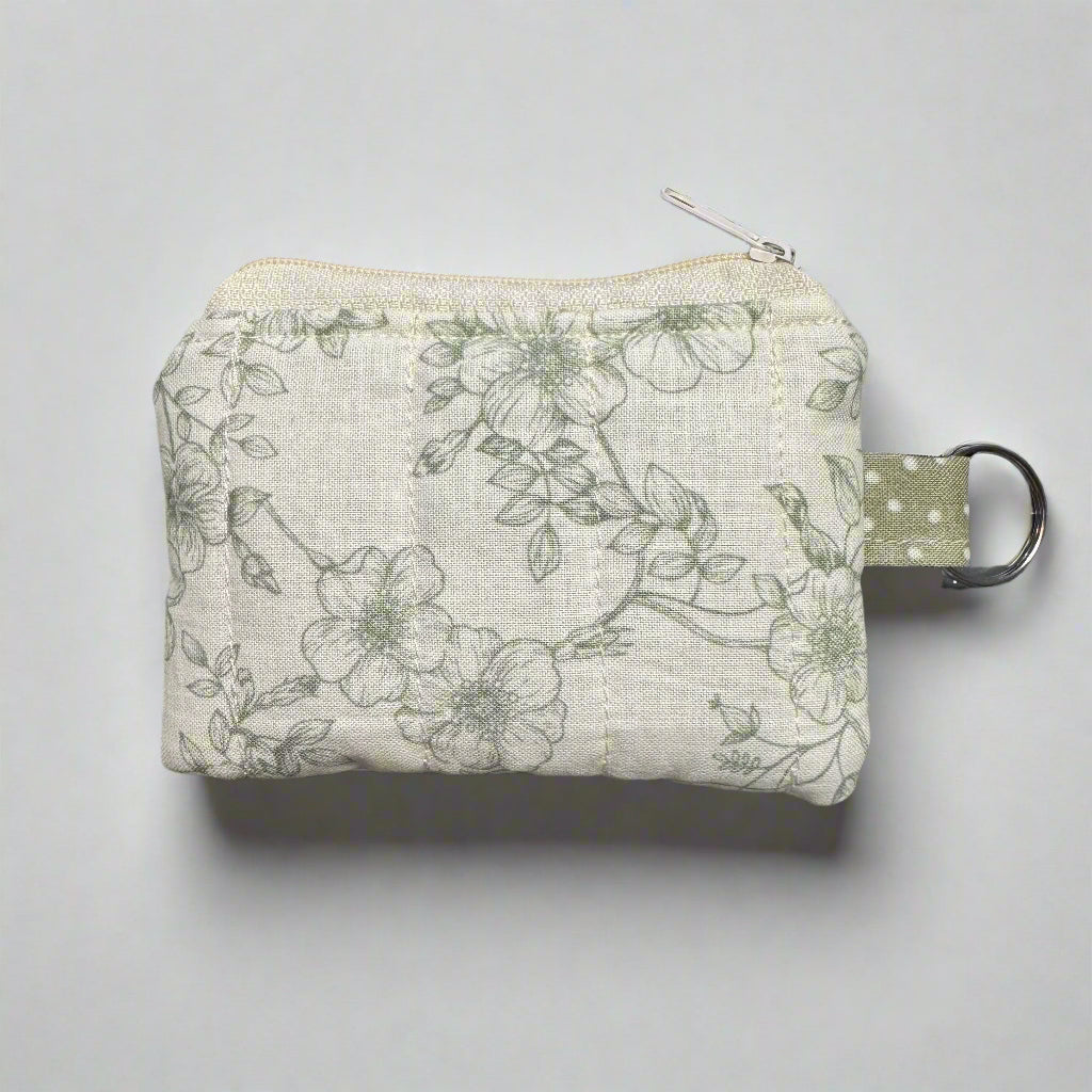 The Vintage Green Floral Keychain Wallet Coin Purse Card Holder