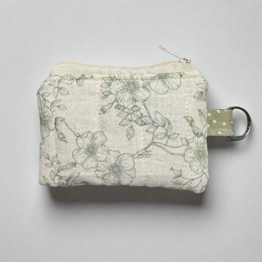 The Vintage Green Floral Keychain Wallet Coin Purse Card Holder