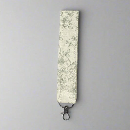 Vintage Green Floral Wristlet Keychain