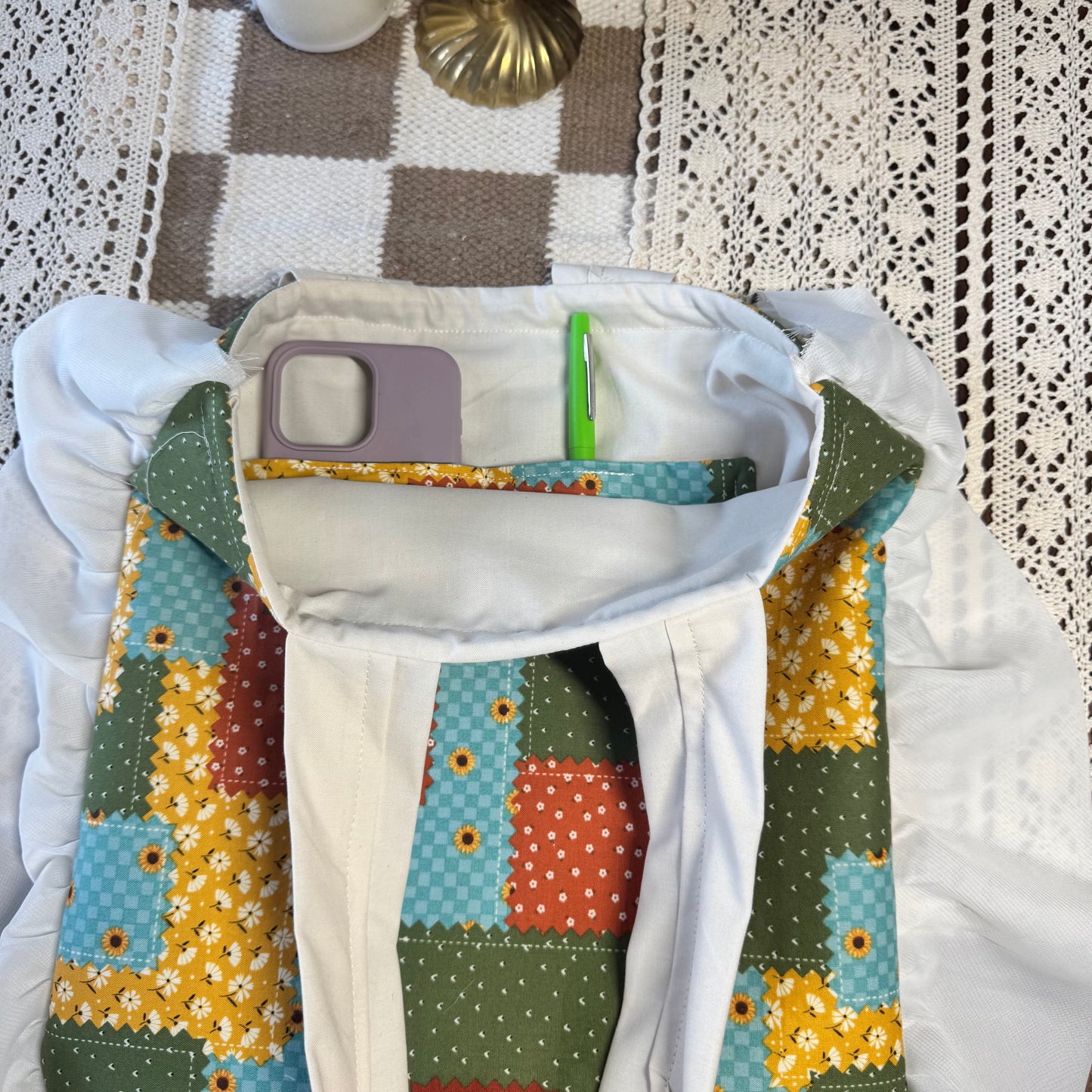 Ruffle Tote in Fall Picnic